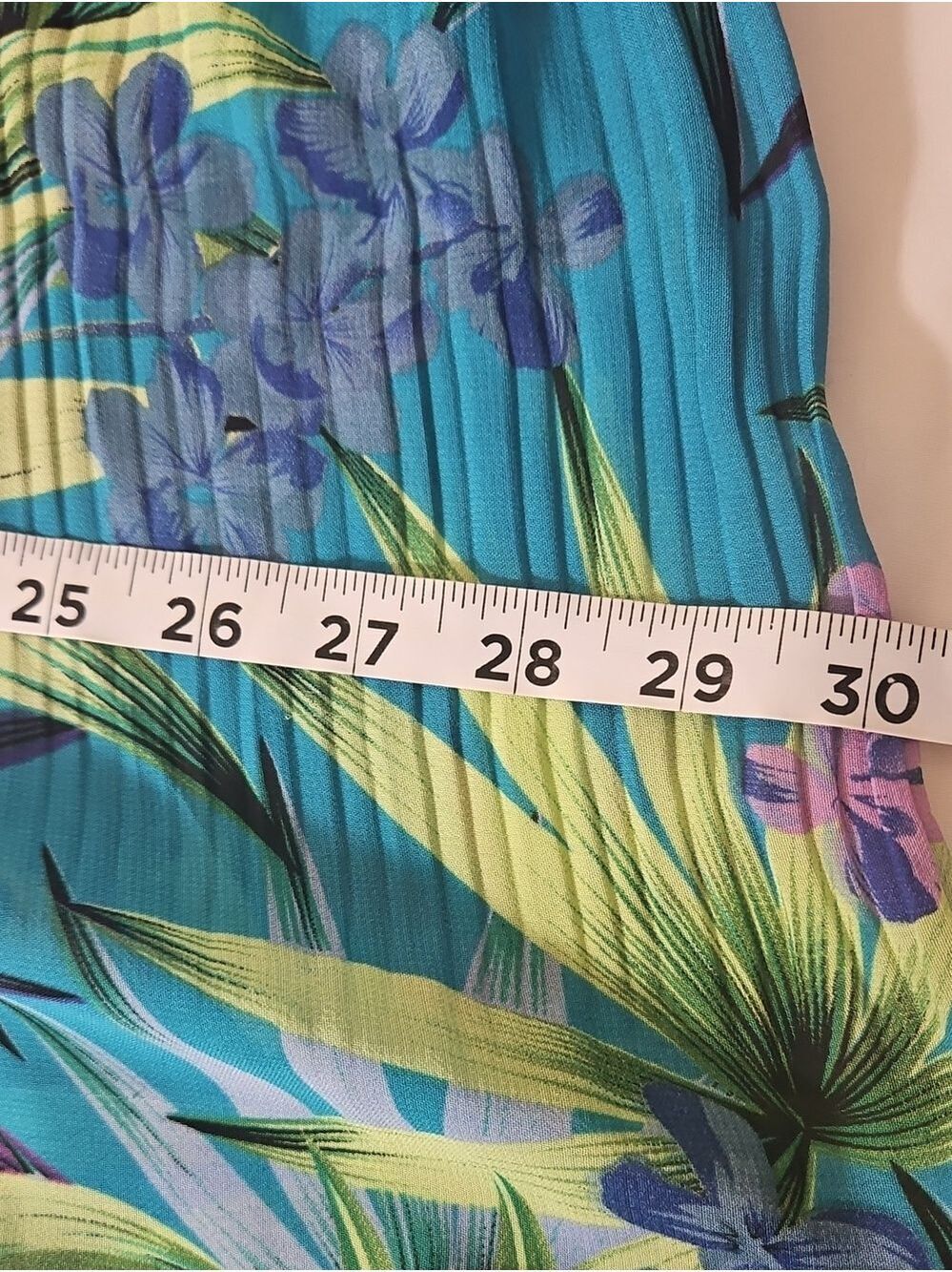 Catherines Plus Size 22-24W Teal Tropical Boho Tunic Crochet Lace Top XXL Summer - Picture 11 of 17